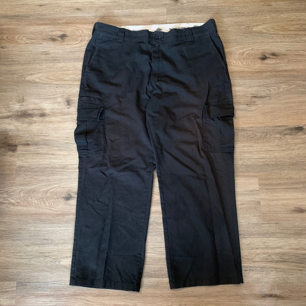 Dickies Flex Relaxed Straight Fit Cargo Pants Mens 42x30 Black WP598BK Workwear